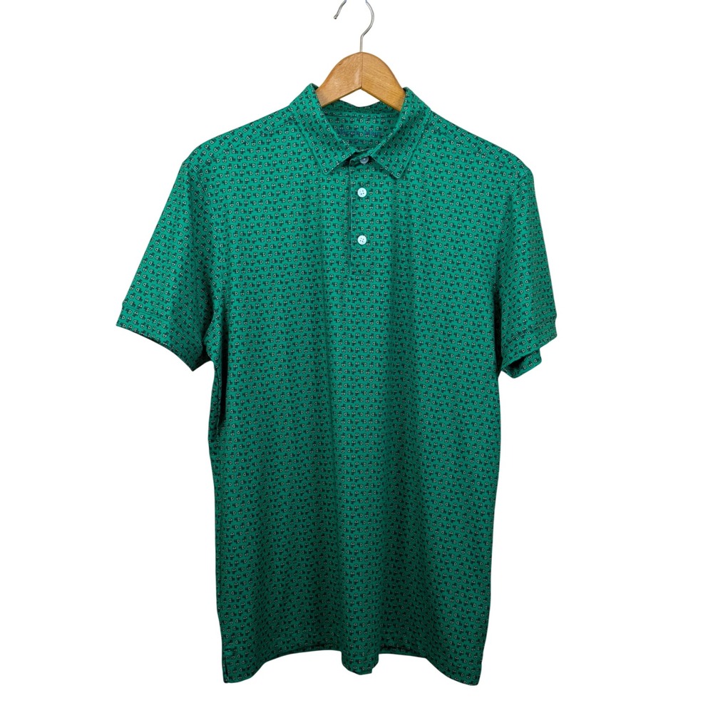 Mizzen + Main Versa Polo Golf Mens M Green Shot of the Day Print Performance